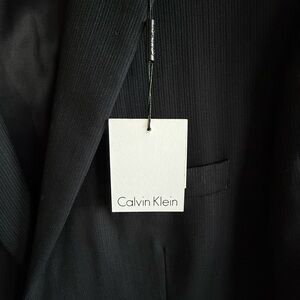 Calvin Klein Men’s Navy Pinstripe Wool Blazer